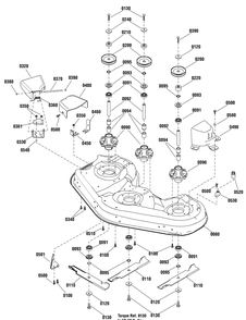 46" Mower Deck - Housing, Arbors And Blade Diagram and Parts List for 1695809  Briggs and Stratton Lawn Tractor Accessories